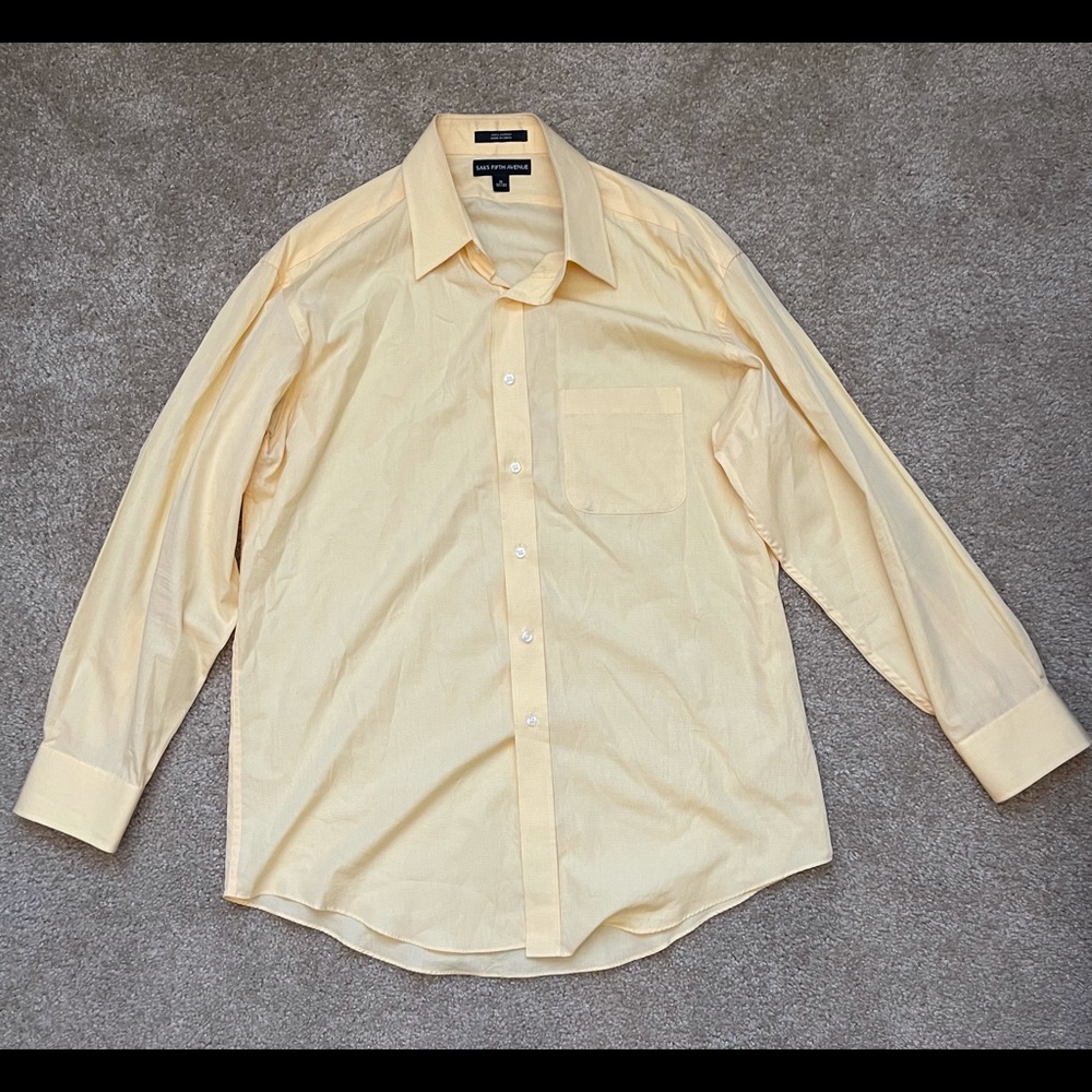 Saks Fifth Avenue Dress Shirt (Yellow) 16-32/33